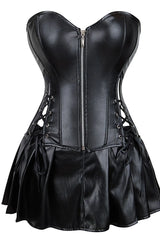 YesX YX897 Faux Leather Corset & Skirt